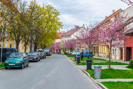 KROMERIZ, CZECH REPUBLIC, APRIL 15, 2016: view of a residential quarter of the czech city Kromerizのeditorial素材