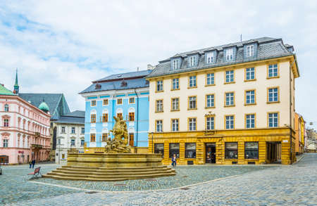 OLOMOUC, CZECH REPUBLIC, APRIL 16, 2016: View of a street in the old town of the czech city Olomouc.のeditorial素材