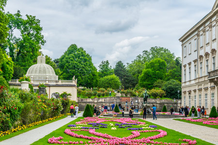 SALZBURG, AUSTRIA, JULY 3, 2016: Mirabell palace and garden in the summer Salzburg, Austria