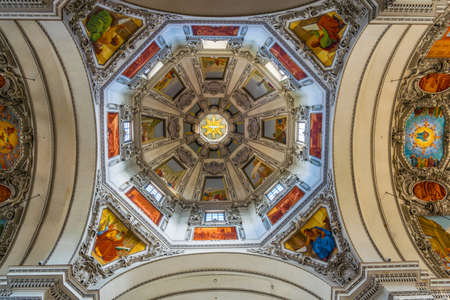 SALZBURG, AUSTRIA, JULY 3, 2016: Ceiling of the Salzburg cathedral.のeditorial素材