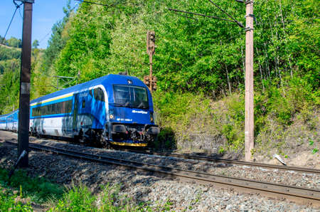 SEMMERING, AUSTRIA, OCTOBER 3, 2015: a passenger train on semmeringbahn railway in austria