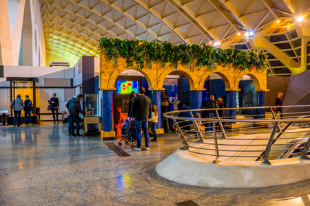 VALENCIA, SPAIN, DECEMBER 31, 2015: People are strolling through grounds of the museum of arts and sciences in valencia and gather knowledge about scientists and their discoveries.のeditorial素材