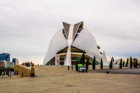 VALENCIA, SPAIN, DECEMBER 31, 2015: View of the palau de les arts reina sofia concert hall in spanish city valenciaのeditorial素材