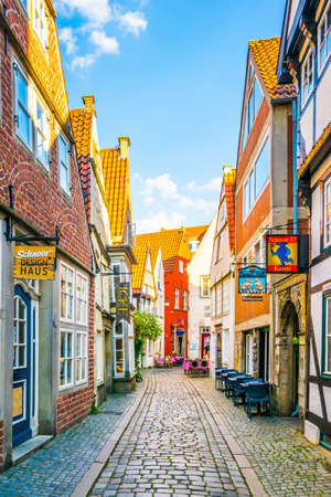 BREMEN, GERMANY, AUGUST 30, 2016: People are strolling through Schnoor district in Bremen, Germany.のeditorial素材