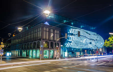 GRAZ, AUSTRIA - JULY 30, 2015: The Kunsthaus Graz aka Grazer Kunsthaus is an art museum designed by British architects Peter Cook and Colin Fournier in 2003のeditorial素材