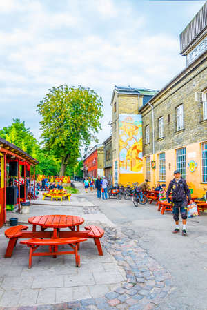 COPENHAGEN, DENMARK, AUGUST 20, 2016: View of the Christiania neighborhood in Copenhagen, Denmark.のeditorial素材