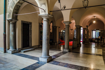 LJUBLJANA, SLOVENIA, JULY 29, 2015: view of interior of the town hall of the slovenian capital ljubljanaのeditorial素材