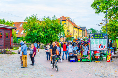 COPENHAGEN, DENMARK, AUGUST 20, 2016: View of the Christiania neighborhood in Copenhagen, Denmark.のeditorial素材