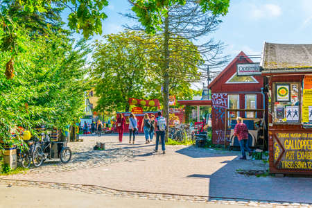 COPENHAGEN, DENMARK, AUGUST 21, 2016: View of the Christiania neighborhood in Copenhagen, Denmark.のeditorial素材