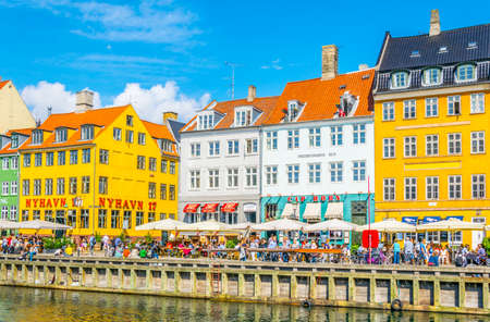 COPENHAGEN, DENMARK, AUGUST 21, 2016: View of old Nyhavn port in the central Copenhagen, Denmark.のeditorial素材