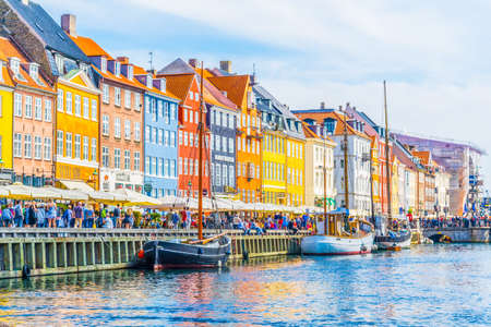 COPENHAGEN, DENMARK, AUGUST 21, 2016: View of old Nyhavn port in the central Copenhagen, Denmark.のeditorial素材