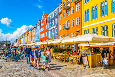 COPENHAGEN, DENMARK, AUGUST 21, 2016: View of old Nyhavn port in the central Copenhagen, Denmark.のeditorial素材
