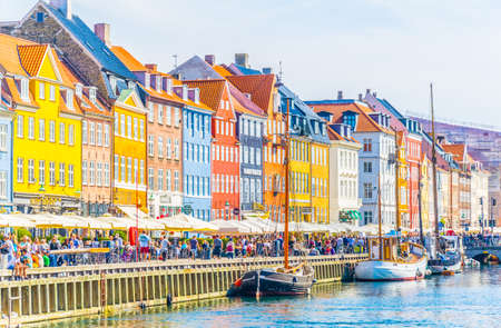COPENHAGEN, DENMARK, AUGUST 21, 2016: View of old Nyhavn port in the central Copenhagen, Denmark.のeditorial素材