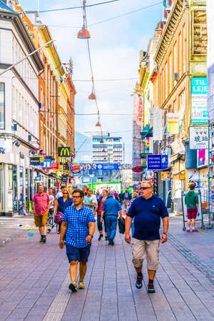 COPENHAGEN, DENMARK, AUGUST 21, 2016: View of a main street in the central Copenhagen, Denmark.のeditorial素材