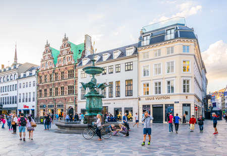 COPENHAGEN, DENMARK, AUGUST 21, 2016: View of a square in the central Copenhagen, Denmark.のeditorial素材