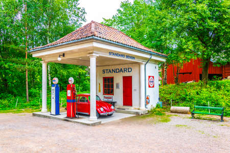 OSLO, NORWAY, AUGUST 24, 2016: View of a petrol station in the norwegian folk museum in Oslo, Norwayのeditorial素材