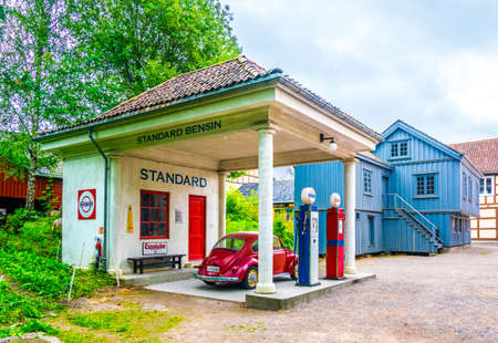OSLO, NORWAY, AUGUST 24, 2016: View of a petrol station in the norwegian folk museum in Oslo, Norwayのeditorial素材