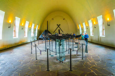 OSLO, NORWAY, AUGUST 24, 2016: Interior of the Viking ship museum in Oslo, Norwayのeditorial素材