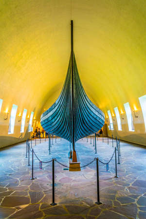 OSLO, NORWAY, AUGUST 24, 2016: Interior of the Viking ship museum in Oslo, Norwayのeditorial素材