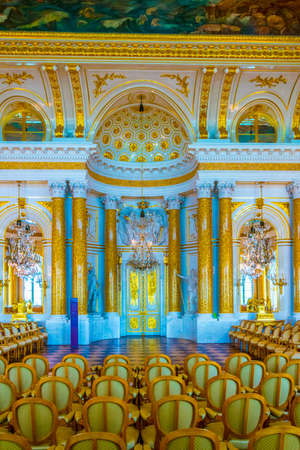WARSAW, POLAND, AUGUST 12, 2016: view of a hall of the royal palace in Warsaw, Poland.