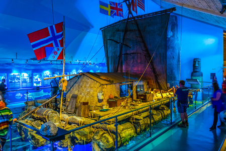 OSLO, NORWAY, AUGUST 24, 2016: Interior of the Kon Tiki museum in Oslo, Norwayのeditorial素材