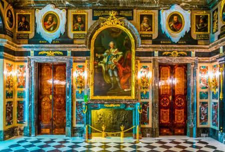 WARSAW, POLAND, AUGUST 12, 2016: view of a hall of the royal palace in Warsaw, Poland.のeditorial素材