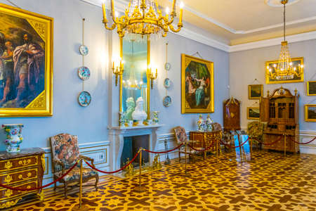 WARSAW, POLAND, AUGUST 13, 2016: view of a chamber of the Wilanow palace in Warsaw, Poland.のeditorial素材