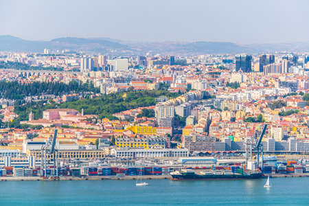 LISBON, PORTUGAL, SEPTEMBER 3, 2016: View of the port of Lisbon, Portugal.のeditorial素材