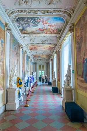WARSAW, POLAND, AUGUST 13, 2016: view of a corridor of the Wilanow palace in Warsaw, Poland.のeditorial素材