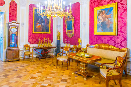 WARSAW, POLAND, AUGUST 13, 2016: view of a chamber of the Wilanow palace in Warsaw, Poland.のeditorial素材