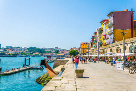 PORTO, PORTUGAL, SEPTEMBER 5, 2016: Waterfront of river Douro in Porto, Portugal.のeditorial素材