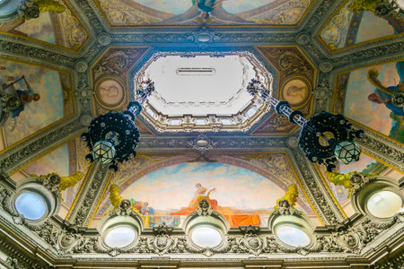 PORTO, PORTUGAL, SEPTEMBER 6, 2016: Interior of Palacio da Bolsa building in Porto, Portugal.のeditorial素材