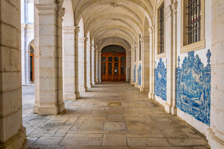 LISBON, PORTUGAL, SEPTEMBER 3, 2016: Corridor at the church of sao vicente de fora, Portugal.のeditorial素材