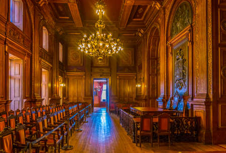 PORTO, PORTUGAL, SEPTEMBER 6, 2016: Interior of Palacio da Bolsa building in Porto, Portugal.のeditorial素材