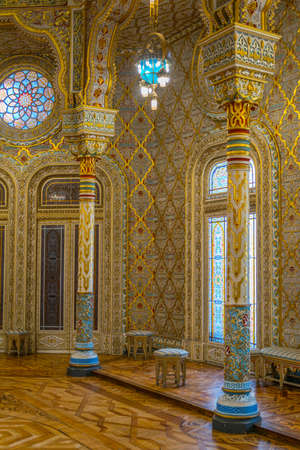 PORTO, PORTUGAL, SEPTEMBER 6, 2016: The arab room of Palacio da Bolsa building in Porto, Portugal.のeditorial素材