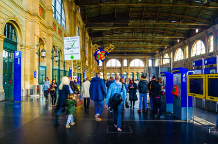 ZURICH, SWITZERLAND, OCTOBER 24, 2015: departure board of the Zurich Main railway station (German: Hauptbahnhof). Zurich is the largest city in Switzerland and the capital of the Canton of Zurich.のeditorial素材