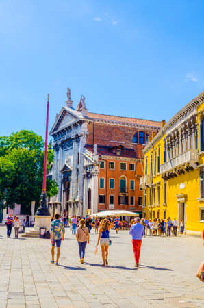 VENICE, ITALY, SEPTEMBER 20, 2015: Tourists on the square near Church of San Vidalのeditorial素材