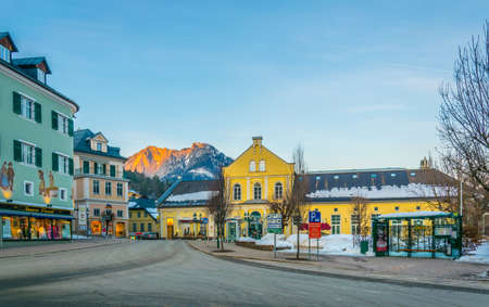 BAD AUSSEE, AUSTRIA, FEBRUARY 11, 2017: View of the main square of Bad Aussee in Austria.のeditorial素材