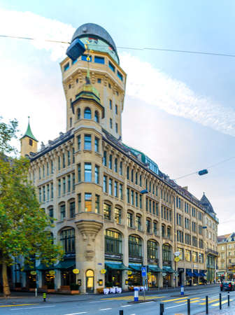 ZURICH, SWITZERLAND, OCTOBER 25, 2015: tower of the Urania observatory. Urania is a public observatory in the Lindenhof quarter of Zurich, Switzerlandのeditorial素材