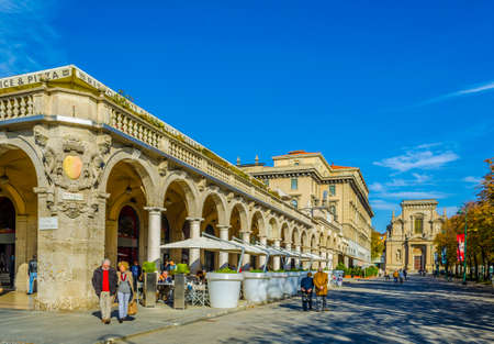 BERGAMO, ITALY, NOVEMBER 2, 2014: View of Quadriportico gallery in Bergamo, Italyのeditorial素材