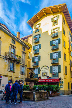 BERGAMO, ITALY, NOVEMBER 2, 2014: View of a street in the old town of Bergamo, Italyのeditorial素材