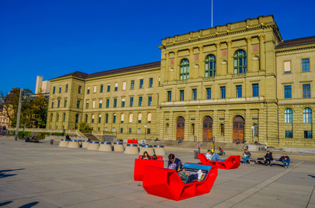 ZURICH, SWITZERLAND, OCTOBER 25, 2015: Swiss Federal Institute of Technology (German: ETH) building...
