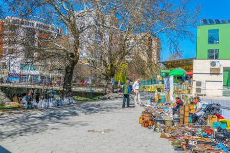 BLAGOEVGRAD, BULGARIA, APRIL 1, 2017: View of a flea market in Blagoevgrad, Bulgaria.