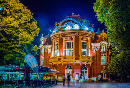 VARNA, BULGARIA, SEPTEMBER 1, 2014: People are having a drink in front of the opera in Varna, Bulgaria.のeditorial素材
