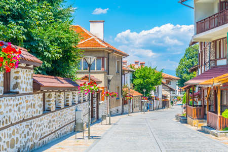BANSKO, BULGARIA, JULY 13, 2017: View of a street in Bansko, Bulgaria.のeditorial素材