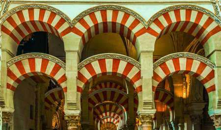 CORDOBA, SPAIN, JANUARY 8, 2016: Arches and Pillars of the la Mezquita cathedral in Cordoba, Spain.のeditorial素材