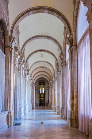 MADRID, SPAIN, JANUARY 9, 2016: View of a corridor in the Royal Palace of Madrid. It is popular tourist attraction.のeditorial素材