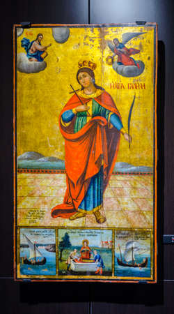 NESSEBAR, BULGARIA, JULY 14, 2015: view of an orthodox icons from the museum of history in bulgarian city nessebarのeditorial素材