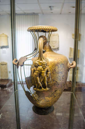 NESSEBAR, BULGARIA, JULY 14, 2015: view of an artifact from the museum of history in bulgarian city nessebar, which unveils is greek history.のeditorial素材