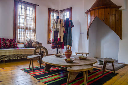 NESSEBAR, BULGARIA, JULY 17, 2015: detail of the interior of the ethnographic museum in bulgarian unesco heritage city nessebar.のeditorial素材